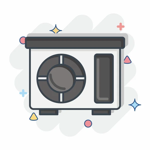 Icon Out Door Unit Zusammenhang Mit Klimaanlage Symbol Comic Stil — Stockvektor