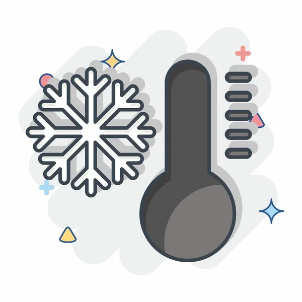Symbolkälte Zusammenhang Mit Klimaanlage Symbol Comic Stil Einfaches Design Editierbar — Stockvektor