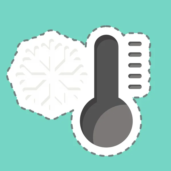 Sticker Line Cut Cold Související Symbolem Klimatizace Jednoduchý Design Upravitelný — Stockový vektor