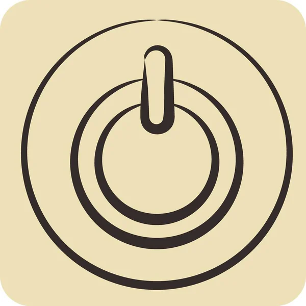 Botão Energia Ícone Relacionado Com Símbolo Condicionado Estilo Desenhado Mão — Vetor de Stock