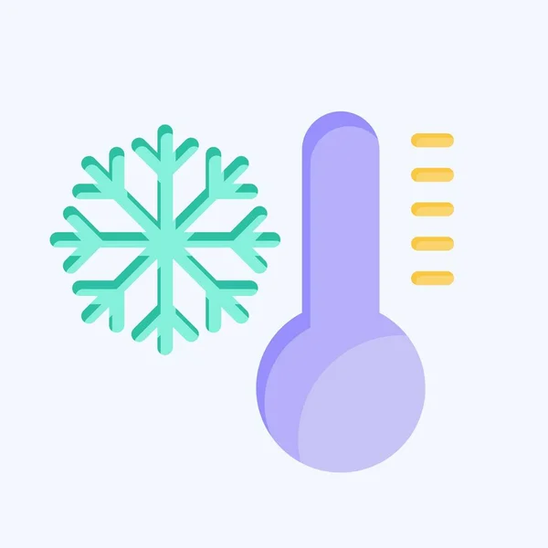 Ikona Studená Související Symbolem Klimatizace Plochý Styl Jednoduchý Design Upravitelný — Stockový vektor