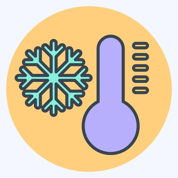 Ikon Dingin Terkait Dengan Simbol Air Conditioning Gaya Pasangan Warna - Stok Vektor