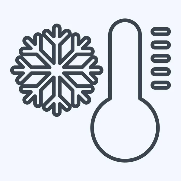 Icon Cold Related Air Conditioning Symbol Line Style Simple Design — Stock Vector