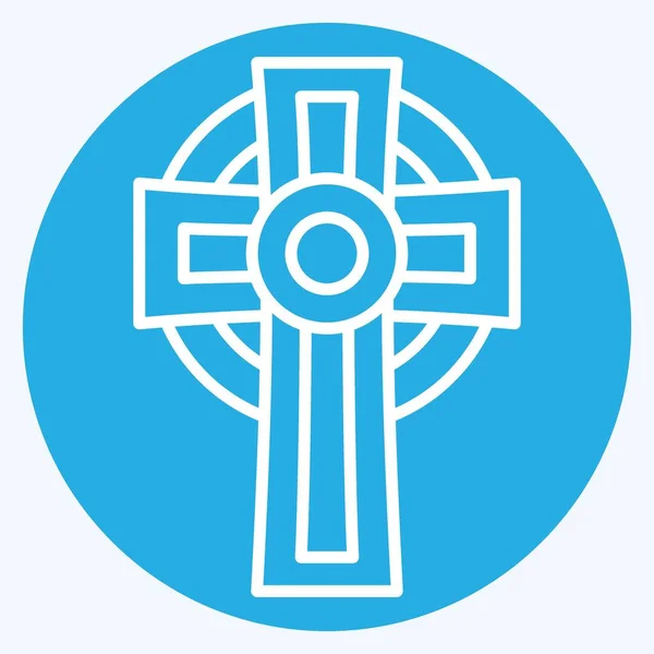 Symbolkreuz Mit Keltischem Symbol Verwandt Blaue Augen Einfaches Design Editierbar — Stockvektor