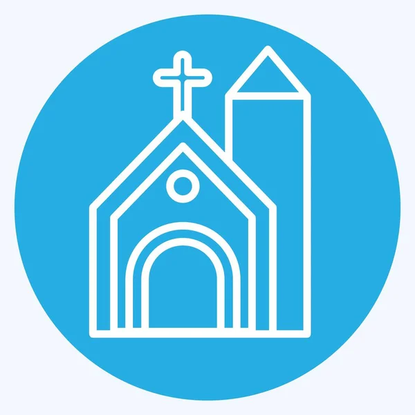 Iglesia Icono Relacionado Con Símbolo Celta Ojos Azules Estilo Diseño — Vector de stock