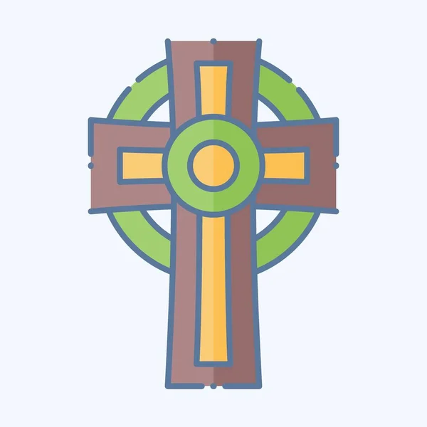 Icon Cross Relacionado Com Símbolo Celta Estilo Doodle Design Simples — Vetor de Stock