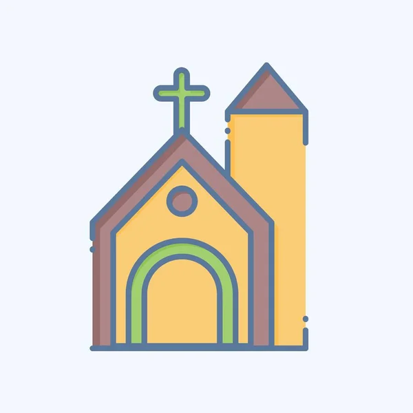 Ikonenkirche Mit Keltischem Symbol Verwandt Doodle Stil Einfaches Design Editierbar — Stockvektor