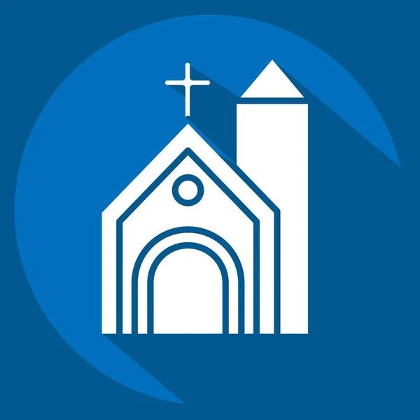 Iglesia Icono Relacionado Con Símbolo Celta Estilo Sombra Larga Diseño — Vector de stock
