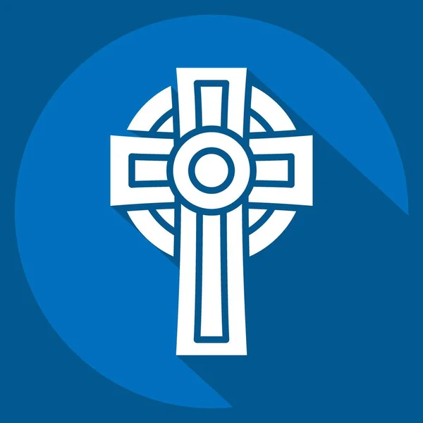 Icon Cross Relacionado Con Símbolo Celta Estilo Sombra Larga Diseño — Archivo Imágenes Vectoriales