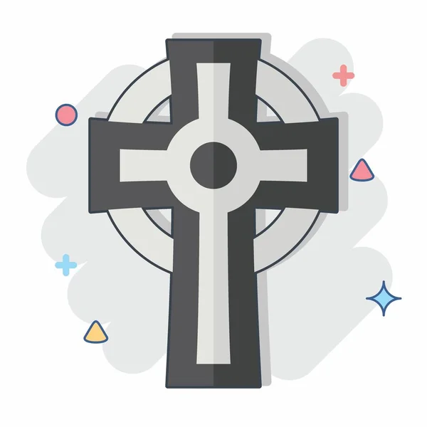 Icon Cross Related Celtic Symbol Comic Style Simple Design Editable — Stock Vector