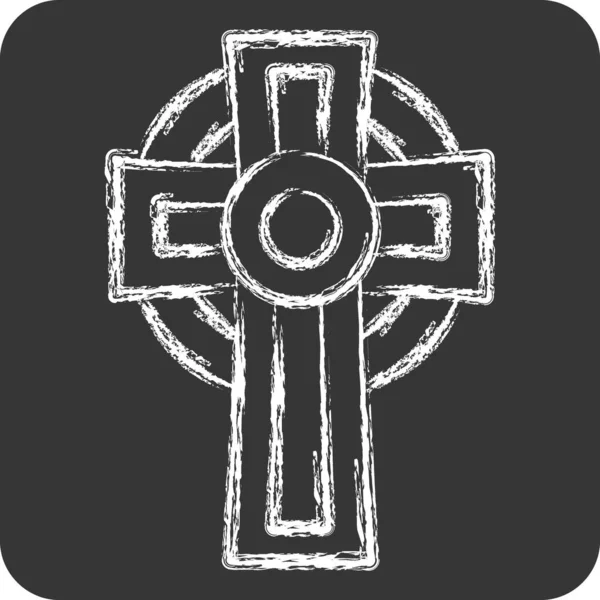 Krzyż Ikony Związane Symbolem Celtyckim Styl Kredowy Prosty Projekt Można — Wektor stockowy