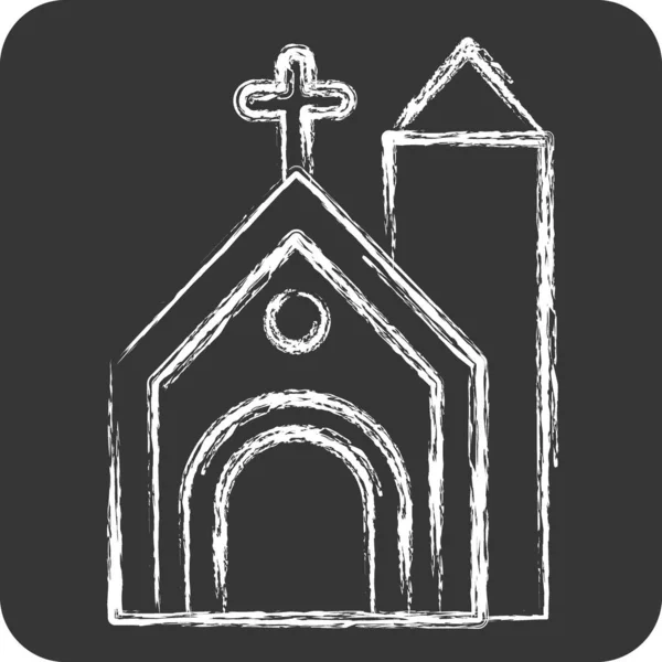 Ikoonkerk Gerelateerd Aan Keltisch Symbool Krijt Stijl Eenvoudig Ontwerp Bewerkbaar — Stockvector