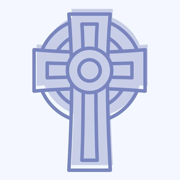 Icoon Cross Gerelateerd Aan Keltisch Symbool Twee Toonsstijl Eenvoudig Ontwerp — Stockvector