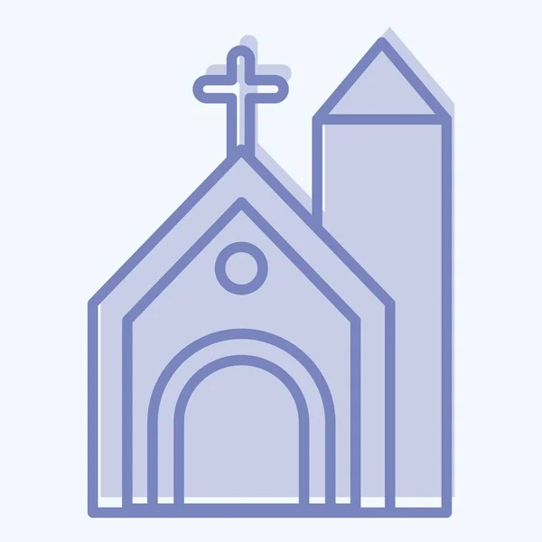 Иконная Церковь Связано Кельтским Символом Двухтональный Стиль Простой Дизайн Редактируемый — стоковый вектор