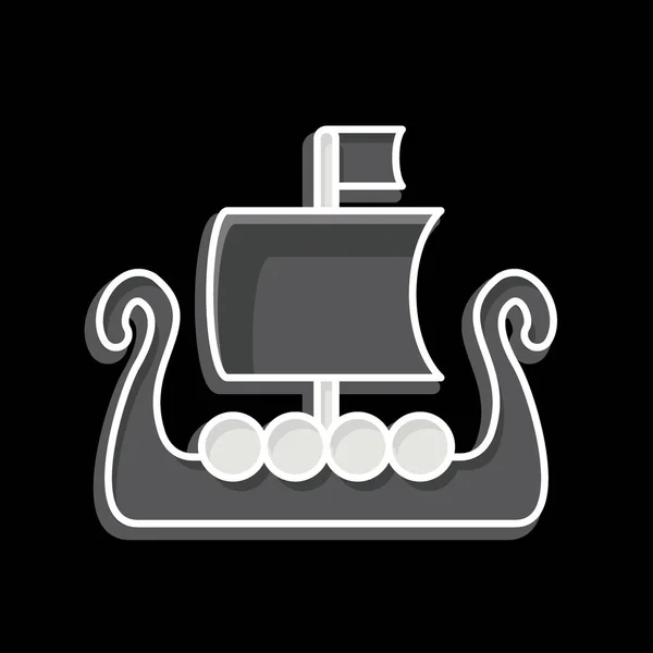 Icoonboot Gerelateerd Aan Keltisch Symbool Glanzende Stijl Eenvoudig Ontwerp Bewerkbaar — Stockvector