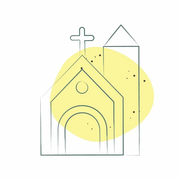 Iglesia Icono Relacionado Con Símbolo Celta Color Spot Style Diseño — Archivo Imágenes Vectoriales