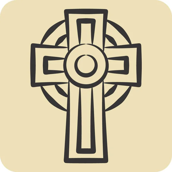 Icon Cross Relacionado Com Símbolo Celta Estilo Desenhado Mão Design — Vetor de Stock
