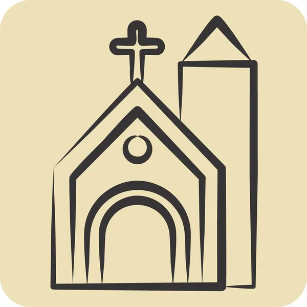 Iglesia Icono Relacionado Con Símbolo Celta Estilo Dibujado Mano Diseño — Archivo Imágenes Vectoriales
