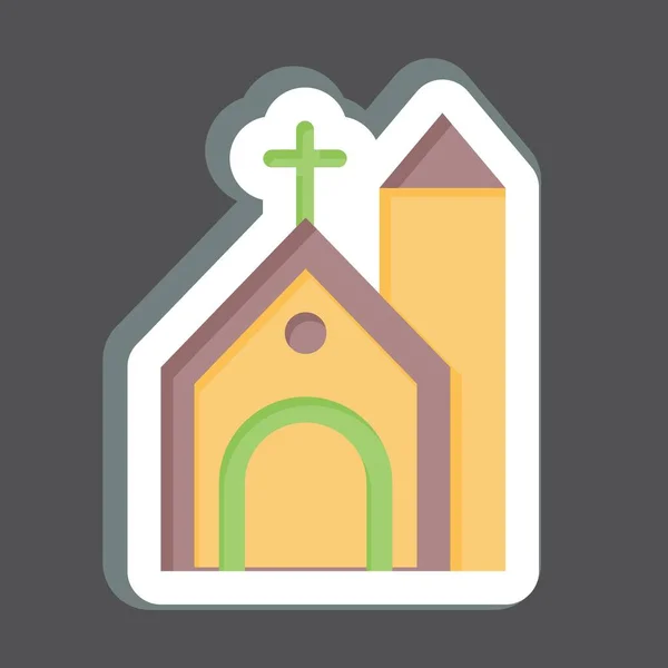 Sticker Eglise Lié Symbole Celtique Conception Simple Modifiable Illustration Simple — Image vectorielle