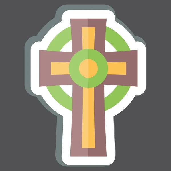Sticker Cross Relacionado Con Símbolo Celta Diseño Simple Editable Ilustración — Vector de stock