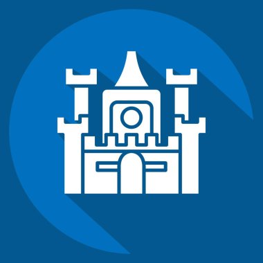 Simge Kalesi. Konaklama sembolüyle ilgili. Uzun gölge tarzı. Basit dizayn edilebilir. Basit resimleme