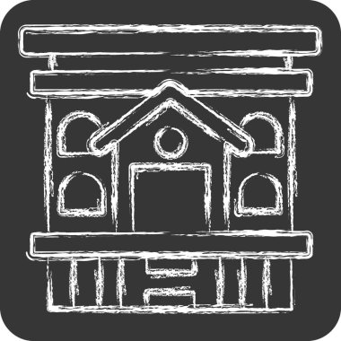 Simge Mobil Evi. Konaklama sembolüyle ilgili. Tebeşir stili. Basit dizayn edilebilir. Basit resimleme