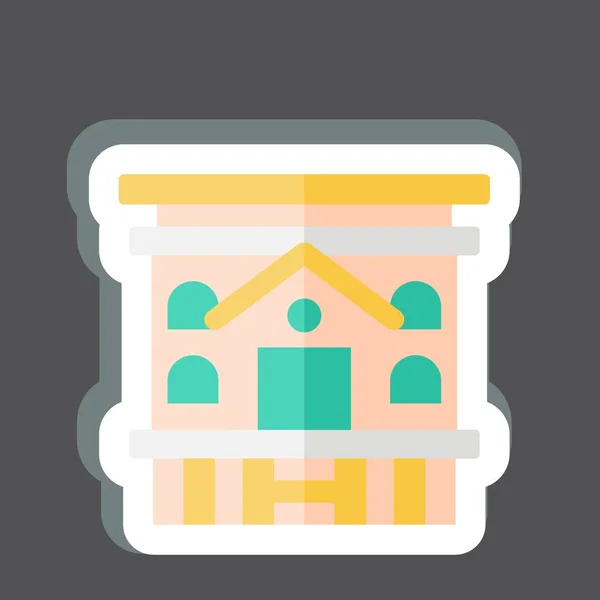 Stiker Mobile Home Terkait Dengan Simbol Akomodasi Desain Sederhana Dapat - Stok Vektor