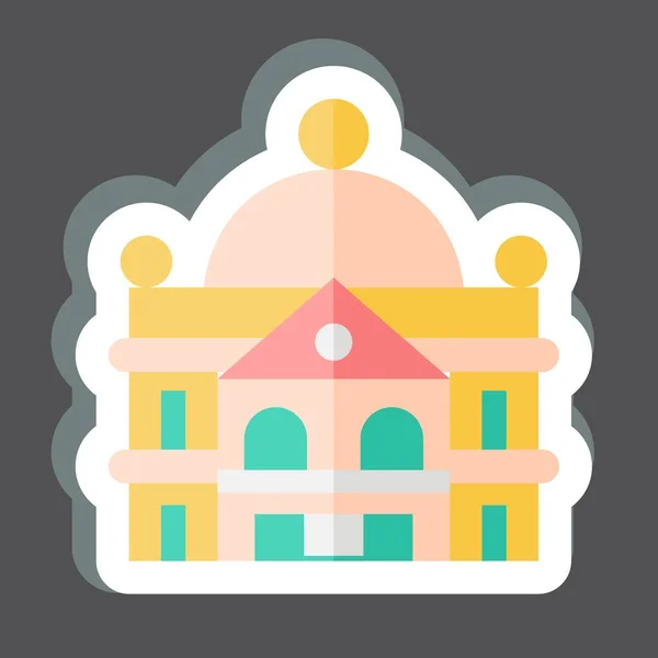 Sticker Stately Home Lié Symbole Logement Conception Simple Modifiable Illustration — Image vectorielle