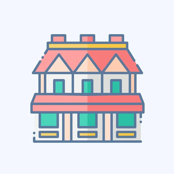 Icon Town House Terkait Dengan Simbol Akomodasi Gaya Corat Coret - Stok Vektor