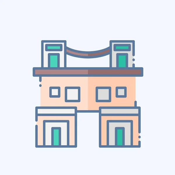 Icon Town Home Mit Dem Unterkunftssymbol Verbunden Doodle Stil Einfaches — Stockvektor