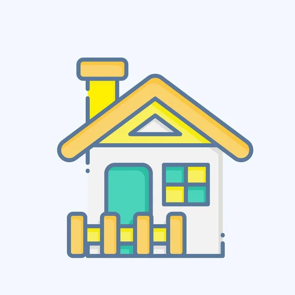 Icon Cabin Related Accommodations Symbol Doodle Style Simple Design Editable — Stock Vector