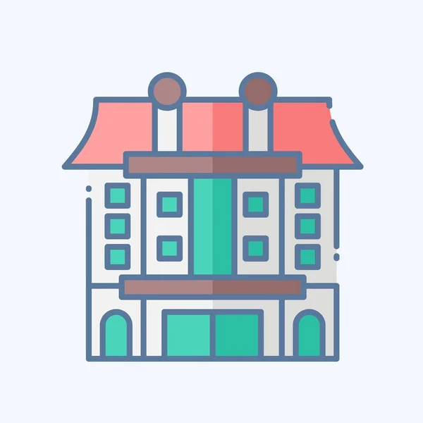 Icône Appartement Lié Symbole Logement Style Doodle Conception Simple Modifiable — Image vectorielle