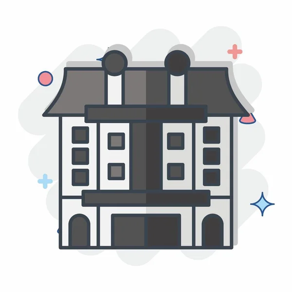 Icoon Appartement Gerelateerd Aan Het Symbool Accommodaties Stripstijl Eenvoudig Ontwerp — Stockvector