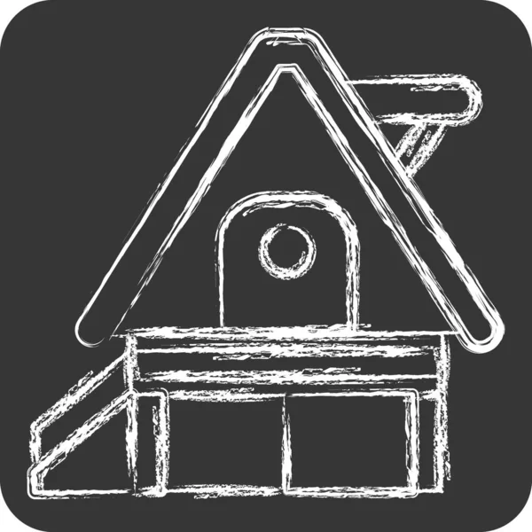 Іконка Будинок Відпочинку Пов Язані Символом Розміщення Крейдяний Стиль Простий — стоковий вектор