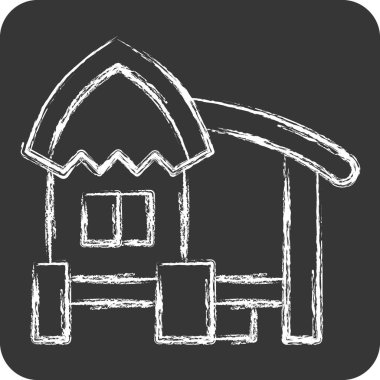 Simge Kulübesi. Konaklama sembolüyle ilgili. Tebeşir stili. Basit dizayn edilebilir. Basit resimleme