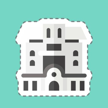 Çıkartma çizgisi apartmanı kesmiş. Konaklama sembolüyle ilgili. Basit dizayn edilebilir. Basit resimleme