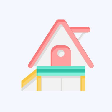 İkon Tatil Evi. Konaklama sembolüyle ilgili. Düz stil. Basit dizayn edilebilir. Basit resimleme