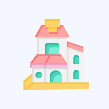 Simge Duplex. Konaklama sembolüyle ilgili. Düz stil. Basit dizayn edilebilir. Basit resimleme