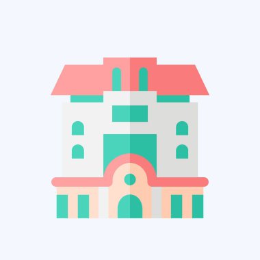 Simge dairesi. Konaklama sembolüyle ilgili. Düz stil. Basit dizayn edilebilir. Basit resimleme