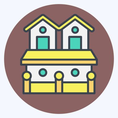Konaklama sembolü ile ilgili Simge Şehir Evi 2. renk arkadaşı stili. Basit dizayn edilebilir. Basit resimleme