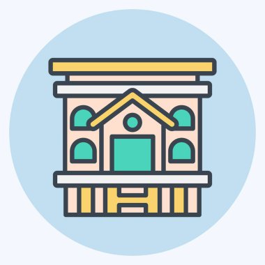 Simge Mobil Evi. Konaklama sembolüyle ilgili. renk arkadaşı stili. Basit dizayn edilebilir. Basit resimleme