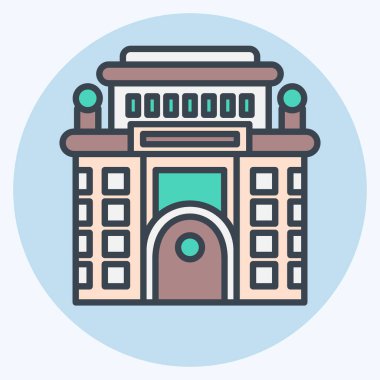 Icon Oteli. Konaklama sembolüyle ilgili. renk arkadaşı stili. Basit dizayn edilebilir. Basit resimleme