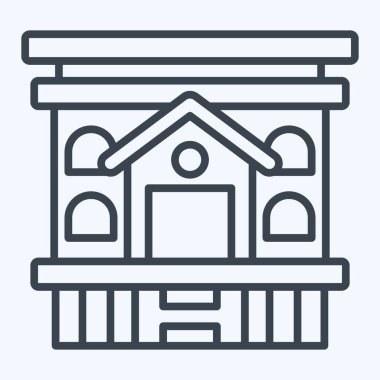 Simge Mobil Evi. Konaklama sembolüyle ilgili. Sıra tarzı. Basit dizayn edilebilir. Basit resimleme