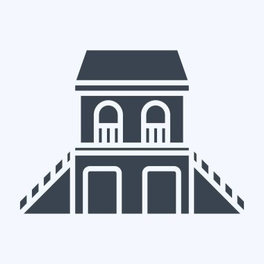 Simge Misafir Evi. Konaklama sembolüyle ilgili. Kabartma tarzı. Basit dizayn edilebilir. Basit resimleme