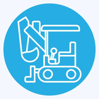 Simge Kompakt Çıkarıcı. İnşaat araçları sembolüyle ilgili. Mavi gözlü. Basit dizayn edilebilir. Basit resimleme