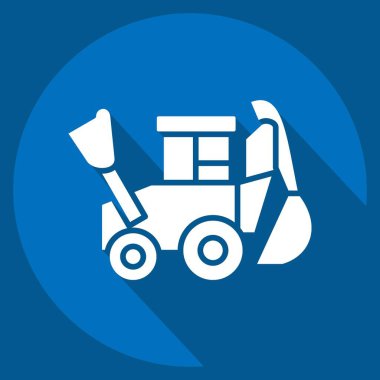 Icon kepçesi. İnşaat araçları sembolüyle ilgili. Uzun gölge tarzı. Basit dizayn edilebilir. Basit resimleme