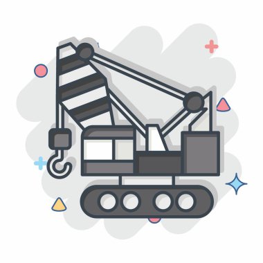 Icon İnşaat Turnası. İnşaat araçları sembolüyle ilgili. Çizgi roman. Basit dizayn edilebilir. Basit resimleme