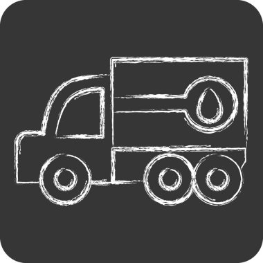 Simge Yakıt Kamyonu. İnşaat araçları sembolüyle ilgili. Tebeşir stili. Basit dizayn edilebilir. Basit resimleme