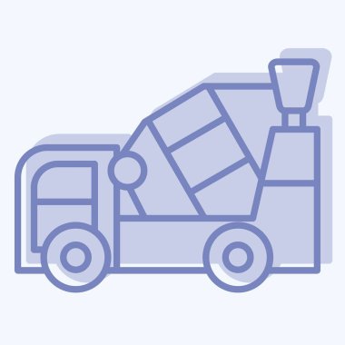 İkon Beton Karıştırıcı. İnşaat araçları sembolüyle ilgili. İki ton stili. Basit dizayn edilebilir. Basit resimleme