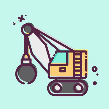 Simge İmha Turnası. İnşaat araçları sembolüyle ilgili. MBE tarzı. Basit dizayn edilebilir. Basit resimleme